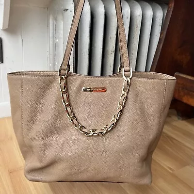 Michael Kors Harper Tan Leather Tote Bag With Chain Top Handle East West • $55