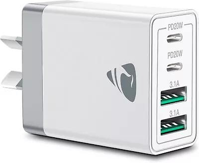 Aioneus 40W USB C Fast Charger 4-Port USB Wall Charger With Dual PD USB-C And Q • $29.99