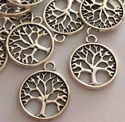 £2.50 • Buy Tibetan Silver Charms Tree Of Life 20mm Diameter 10pcs C121