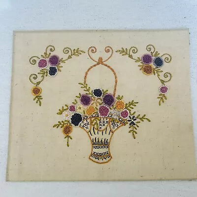 Vintage Crewel Embroidered Flowers Picture Completed • $15