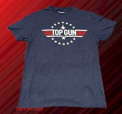 New Top Gun Movie Classic Logo Heather Blue Vintage 1986 Mens T-Shirt • $19.95