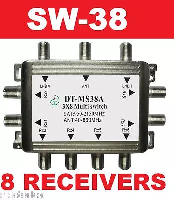 3x8 Satellite Multi-switch For Dish Network Sw38 8 Output Directv Bell Lnb Tivo • $24.99