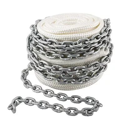 RealPlus 9/16 Inch 200 Feet Double Braid Nylon Rope With 5/16 In X 20 Ft Chain • $124.36