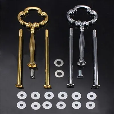 3 Tier Cake Cupcake Plate Gold Stand Rack Fittings Handle Rod Wedding Party  • $13.21