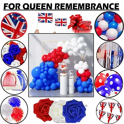 Red White + Blue Union Jack FLOWERS Queen Jubilee GB Royal Street Party Decor UK • £2.69