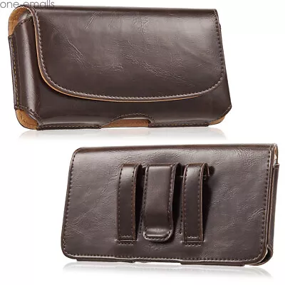 Horizontal Leather Pouch Case Cover With Belt Clip Holster For Large Phones • $6.22