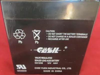 (1) CASIL CA-1240 12V 4AH Rechargeable Sealed Lead Acid Battery • $10