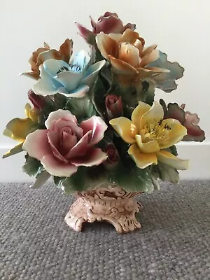 Vintage Capodimonte Flowers / Floral Large Centrepiece Vase • $595