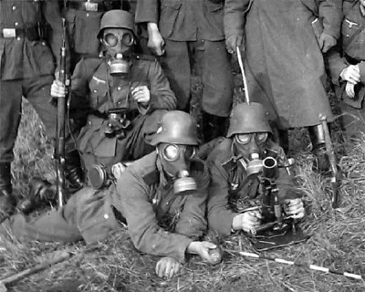 £7.22 • Buy German Soldiers Posing With Gas Mask 8x10 WWII Troops WW2 Photo 730a