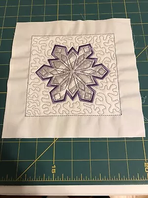  Machine Embroidered & Quilted Ribbon Applique Block -sparkly & Satiny • $6.99