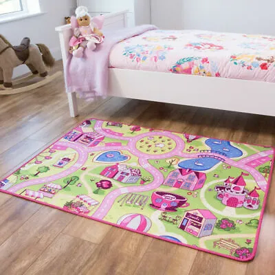 Girls Kids Fairytale Castle Dollhouse Bedroom Rugs Mats • £19.95