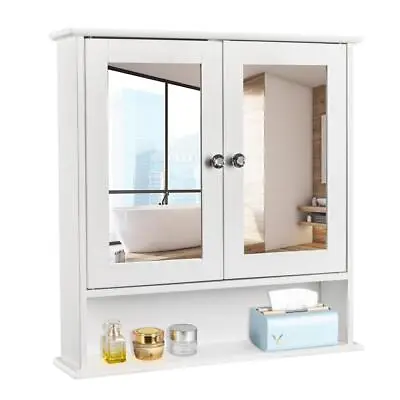 Wall Mounted Mirror Cabinet W/ Storage Shelf Bathroom Cupboard Double Door • $33.99