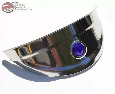 7  Stainless Headlight Blue Dot Headlight Visor Bulb Trim Cover Chopper Bobber • $19.43