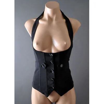 Womens Punk Goth Steampunk Victorian Corset Underbust Waistcoat Vest Top S M L • $34.99