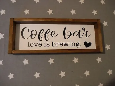 'Coffee Bar ' Farmhouse Wall Hanging Kitchen Handmade Rustic Sign Mini • £13.99