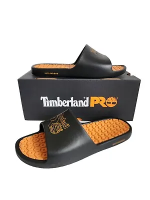 Timberland Pro Men's Size 10 Anti Fatigue Technology Slides Black Sandals New • $38.24