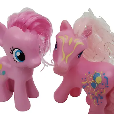 My Little Pony MLP Pinkie Pie X2 Toy Figures 3  PVC Cake Toppers Brushable Hair • $8.49