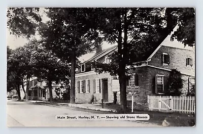 Postcard New York Hurley NY Main Street Stone House 1940s Unposted Chrome B&W • $6