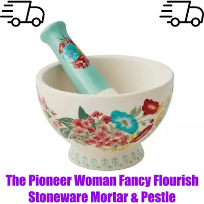 The Pioneer Woman Fancy Flourish Stoneware Mortar & Pestle • $13.09