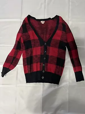 Women’s MOSSIMO Button Up Plaid Sweater Size Medium  • $0.99