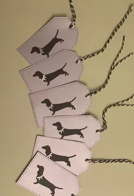 Set Of 6 Handmade Christmas Gift Tags Black Silver Dachshund • £3.95