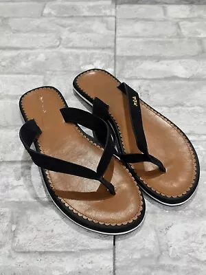 Lauren Ralph Lauren Ryanne Black Velvet Thong Flip Flops Sandals Size 9 13777 • $22.99