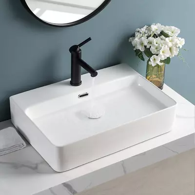 Vessel Sink Rectangular Ceramic Countertop Bathroom Sink Porcelain Basin Bowl US • $89