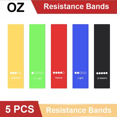 5PCS Resistance Bands Power Heavy Strength Exercise Crossfit Yoga Stretch Strap • $7.99