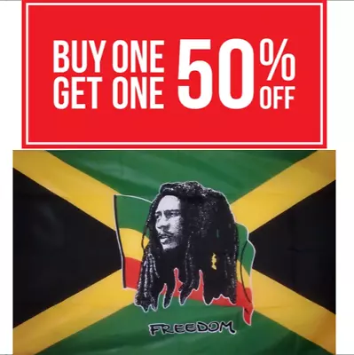 60 Years Jamaican Independence Bob Marley Freedom Rasta Reggae Roots Flag • £5.95