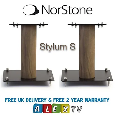 Norstone STYLUM S Pair Of Speaker Stands 28cm Oak Universal Steel FREE DELIVERY • £89.99