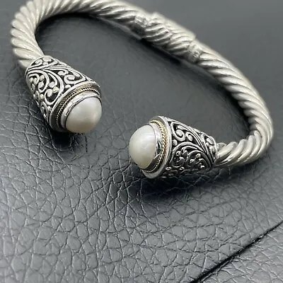 Artisan Crafted Sterling Silver & 18K Gold Mabe Pearl Cuff Bracelet QVC Average • $143.99