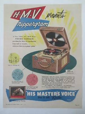 Vintage Australian Advertising 1952 Ad HMV HIS MASTER'S VOICE NIPPER RADIO GRAM • $21.95