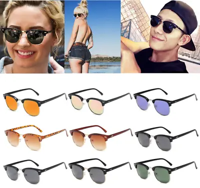 1950's Vintage Sunglasses Mens Womens Ladies Retro Classic Black Half Rimmed UV • £3.83