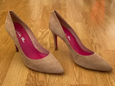 Lolita Blu Womens EU41 UK 7.5 Beige Suede Stiletto High Heel Pointed Court Shoes • £35