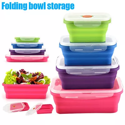 $19.52 • Buy Kitchen Folding Lunchbox Collapsible Bowl Silicone Food Container Picnic Boxes