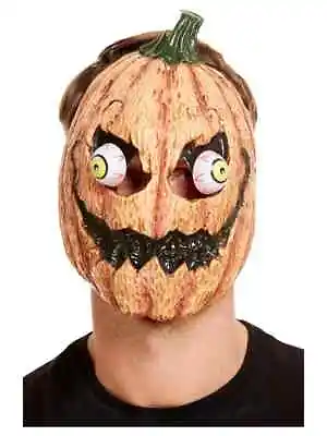 $13.99 • Buy Adult Crazy Pumpkin Mask Jack-O-Lantern Face PVC Vinyl Latex Halloween Costume