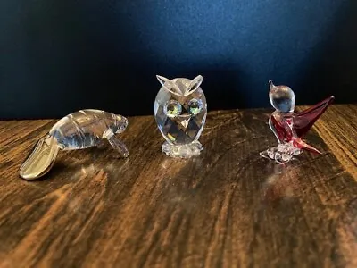 Lot Of 3 Crystal/Glass/Gold Mini Animal Figurines • $4.99