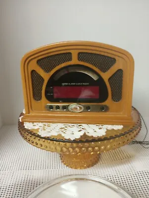 RCA Victory Alarm Clock Radio Vintage AM/FM Battery Backup 9” X 6” Wooden Works • $14.99