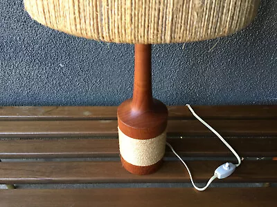 Fog & Morup Teak Jute Vintage Wood Lamp Mid Century Eames Pearsall Modeline Era • $650