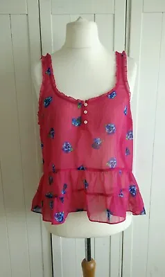 Abercrombie And Fitch Pink & Blue Floral Vest Top Size Large • £9.99