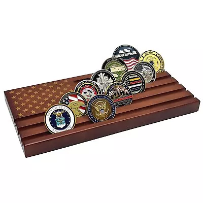 Challenge Coin Display Wooden Army Collectible Coins Holder 6 Row Display • $24.77