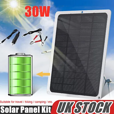 30W Solar Panel 12 Volt Trickle Battery Charger For Car Van Caravan Boat  • £13.69