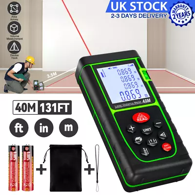 Laser Point Measure Distance Meter Range Finder 40m 130FT Handheld Digital Tool • £18.91