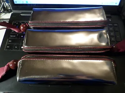 Mac 3 Morning Noon & Knight Brush Bag Pewter Metallic Grey Zipped Bead Ribbon • $19.95