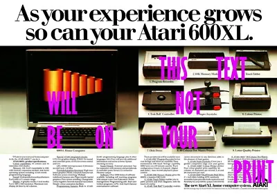 Atari 600XL 2-page Magazine Advert A3 Poster On 270gsm Ilford Galerie Paper • £19.95