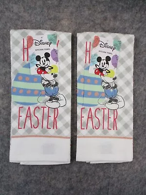 Mickey Mouse Kitchen Towel Set 16x26 Happy Easter Egg 100% Cotton White Disney • $8.21