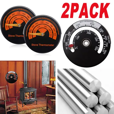 Magnetic Wood Stove Pipe Fire Heat Temperature Gauge Thermometer Tester 2PC USA • $7.99