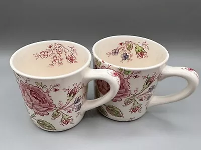 2 Vintage Johnson Bros. Rose Chintz Pink Mugs 8oz. England Different Colors • $29.99