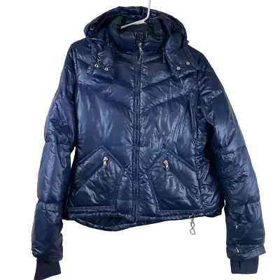 J Crew Womens Sz L Down FIlled Puffer Ski Jacket Hooded Quilted Puffer Coat • $30.69