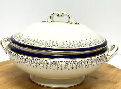 Antique Wedgewood Cream Blue Gold  Guilt Lidded Vegetable Serving Tureen 1920’s • £39.99